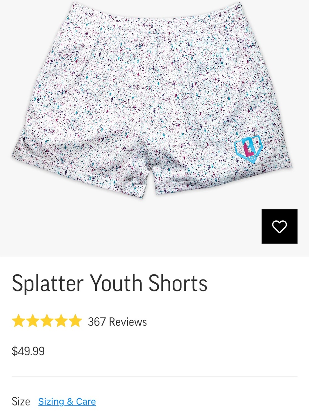 B101 Splatter Youth Shorts - White Multi